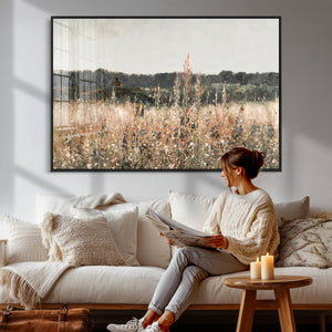 Rustic Field Landscape Wall Art Print, Giclee Canvas Wall