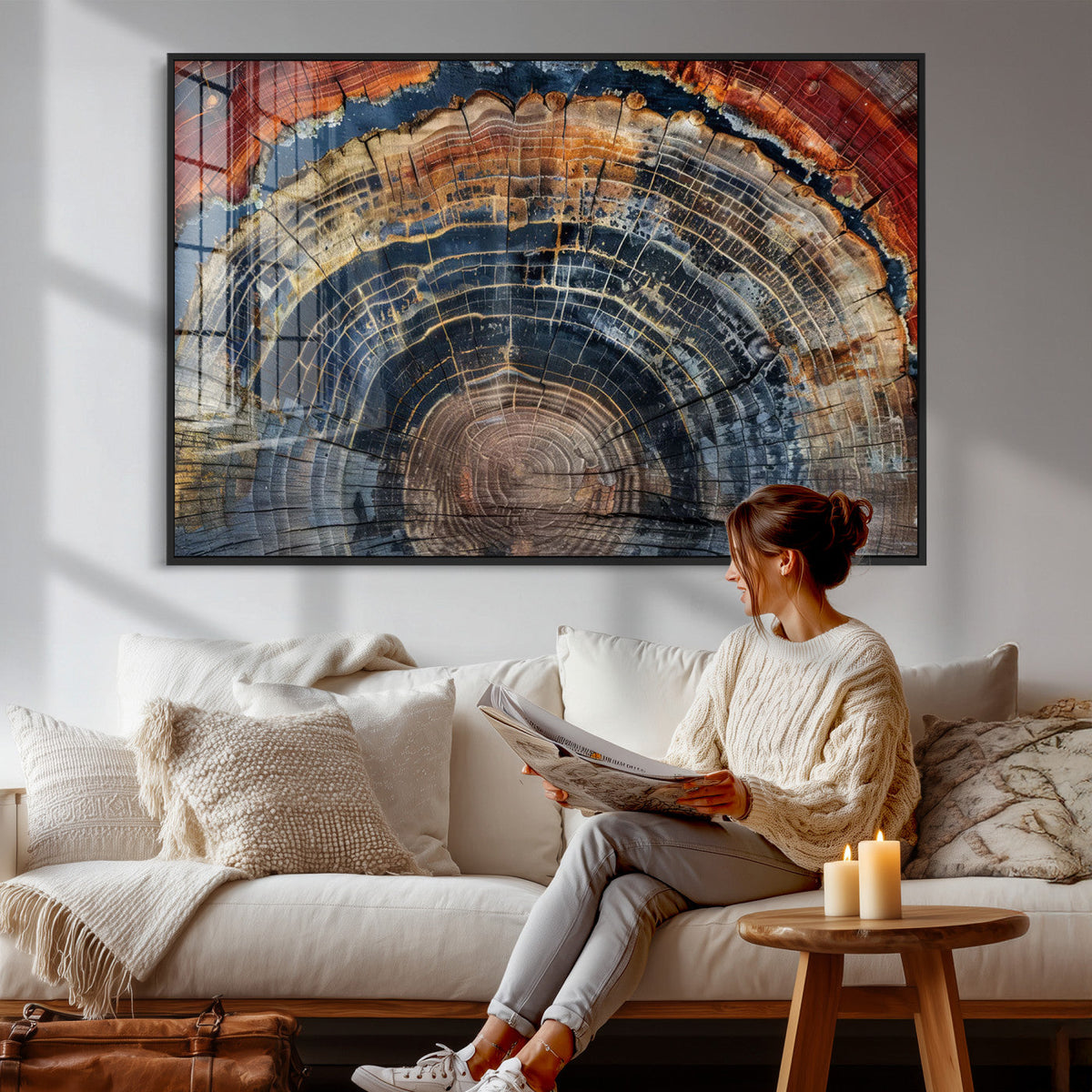 Abstract Tree Ring Wall Art Canvas Print