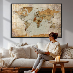 World Map Canvas Print – Detailed Map of the World Wall Art