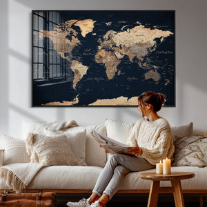 World Map Canvas Print – Detailed Map of the World Wall Art