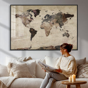 World Map Canvas Print – Detailed Map of the World Adventure