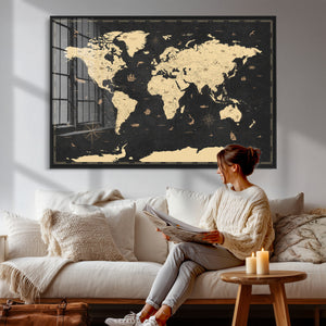 World Map Canvas Print – Detailed Map of the World Wall Art
