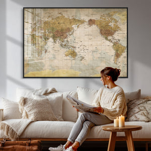World Map Canvas Print – Detailed Map of the World Wall Art