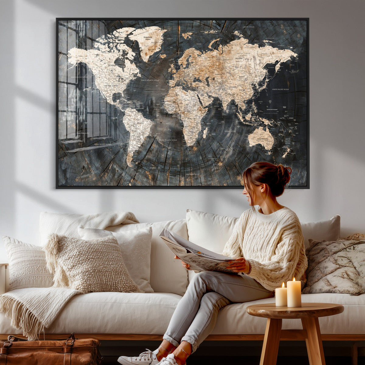 World Map Canvas Print – Detailed Map of the World Wall Art