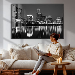 Austin Skyline Wall Art Canvas Print, Austin Downtown Night