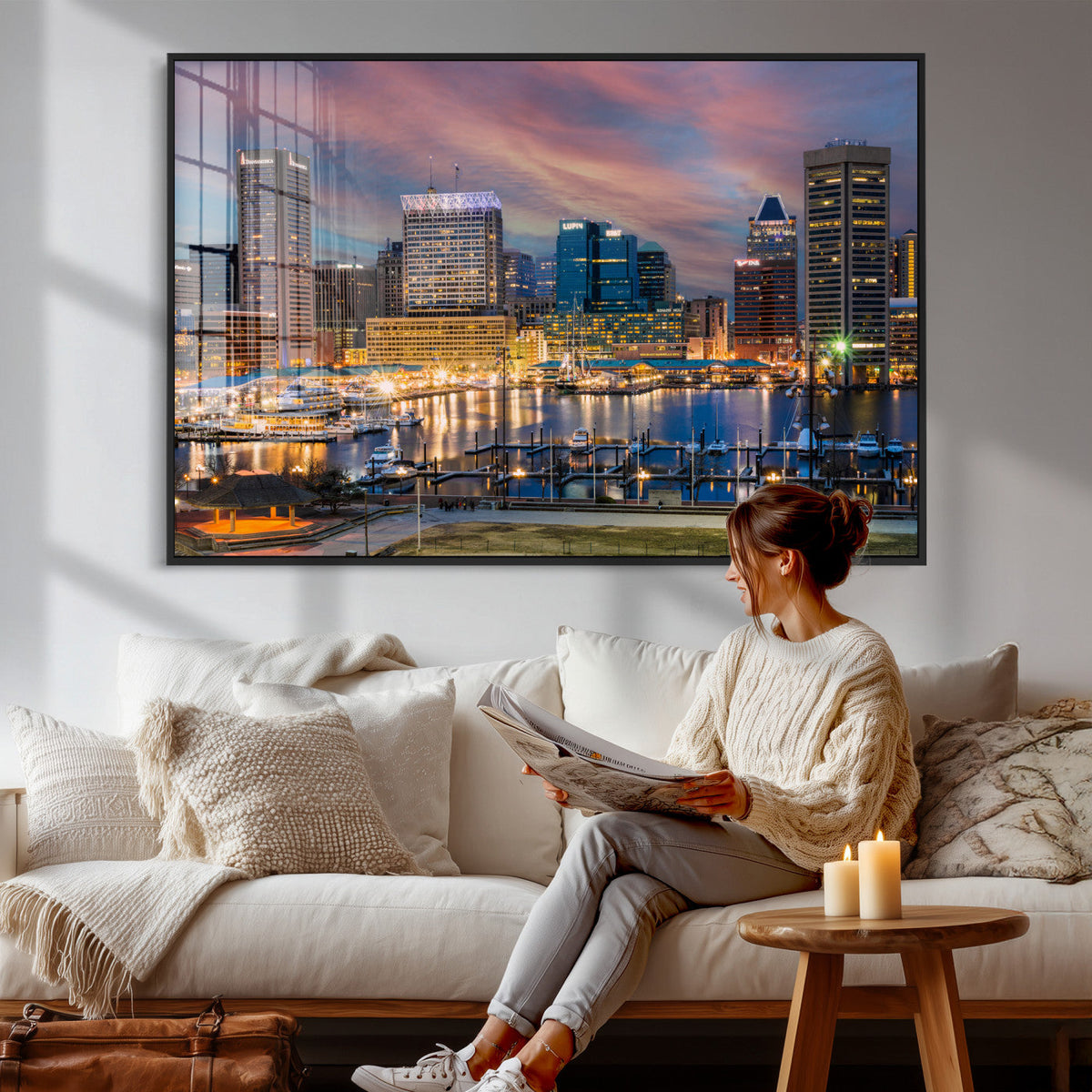 Baltimore Skyline Wall Art Canvas Print, Baltimore Downtown