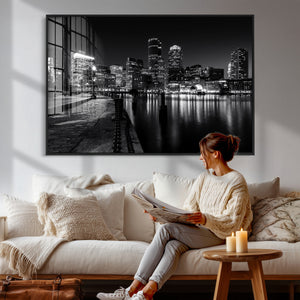 Boston Wall Art Canvas Print, Boston City Downtown Night