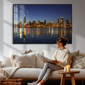 Chicago Wall Art Canvas Print - Chicago City Downtown Night
