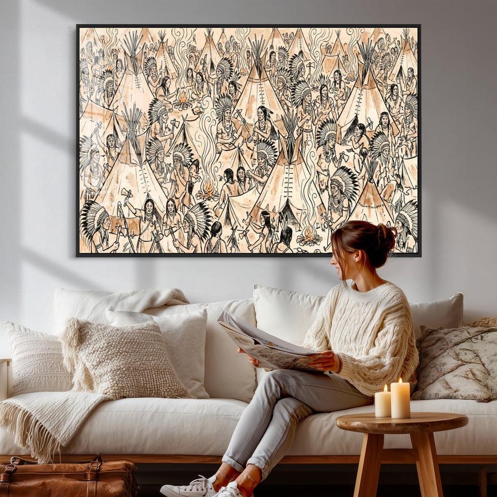Native American Indian Wall Art Canvas Print - Abstract