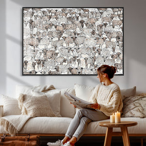 Abstract Texas Cow Wall Art Canvas Print - Farm Longhorn