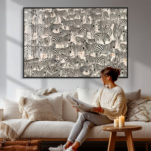 Abstract Zebra Wall Art Canvas Print for Farmhouse Decor