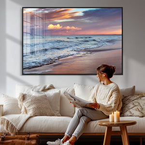 Ocean Sunset Wall Art Canvas Print – Coastal Beach