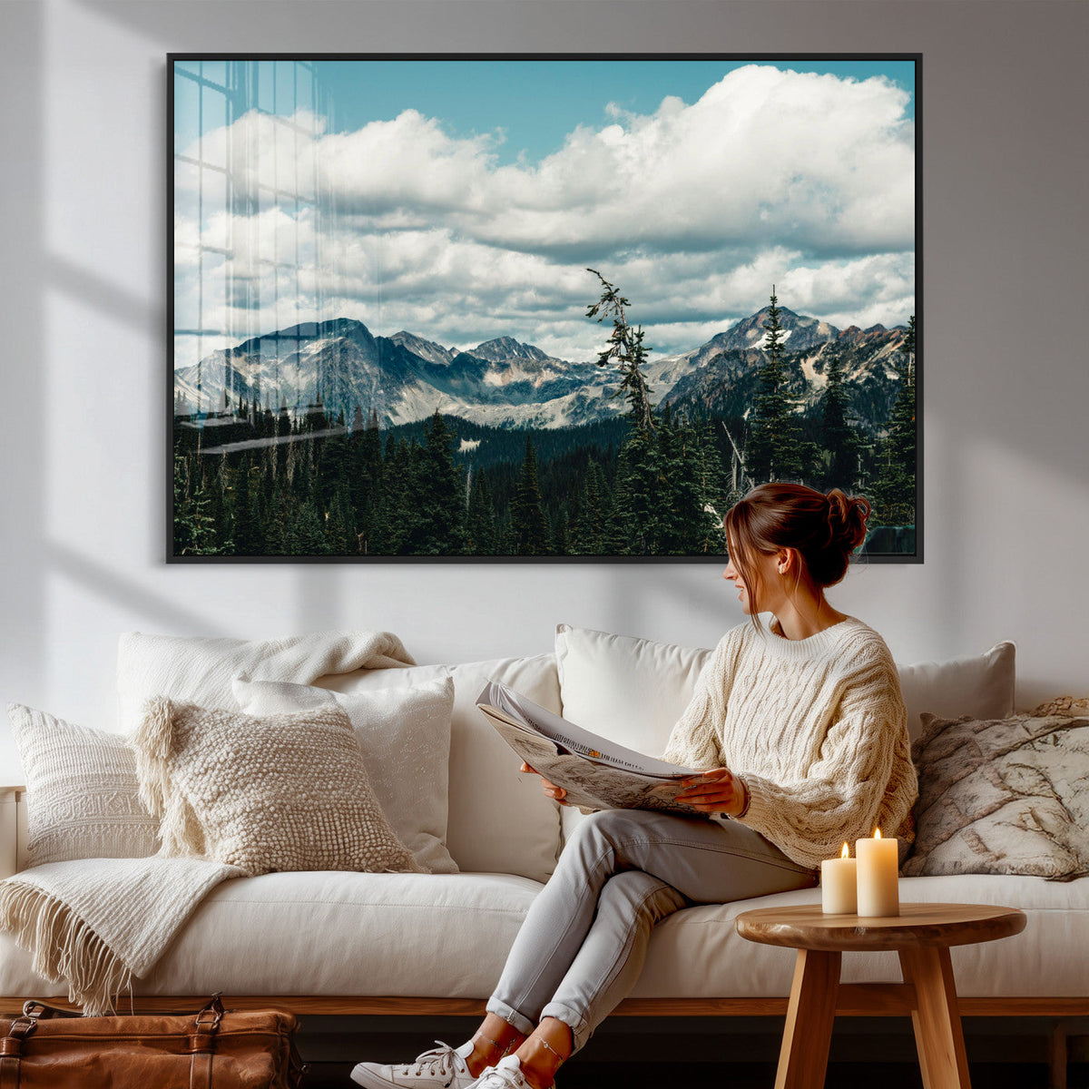 Mountain Forest Wall Art Canvas Print, Alpine Pine Tree