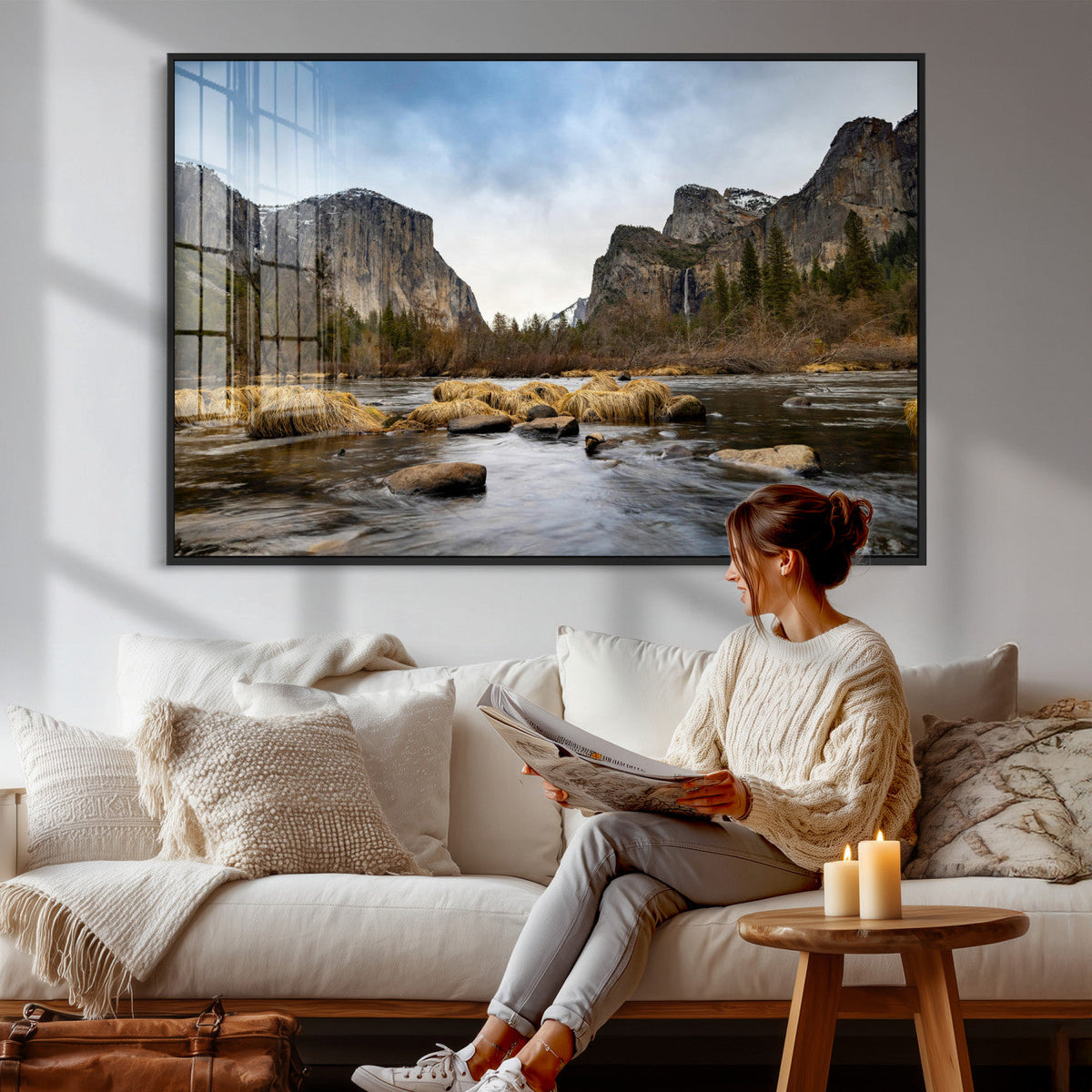 Yosemite Valley Mountain Landscape Wall Art Canvas Print,