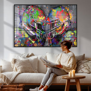 Graffiti Football Helmets Wall Art Canvas Print, Urban