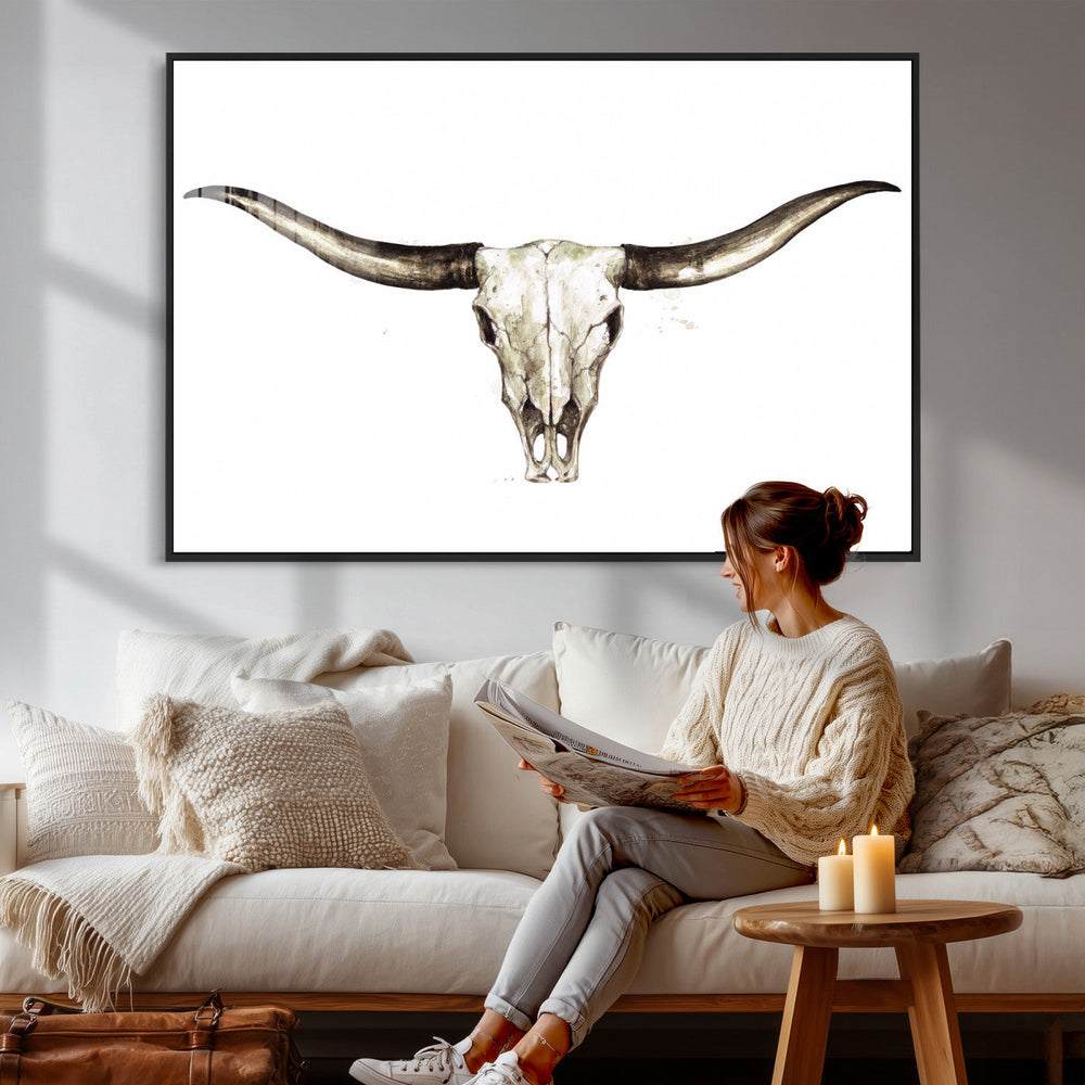 Longhorn Skull Wall Art Canvas Print – Rustic Western