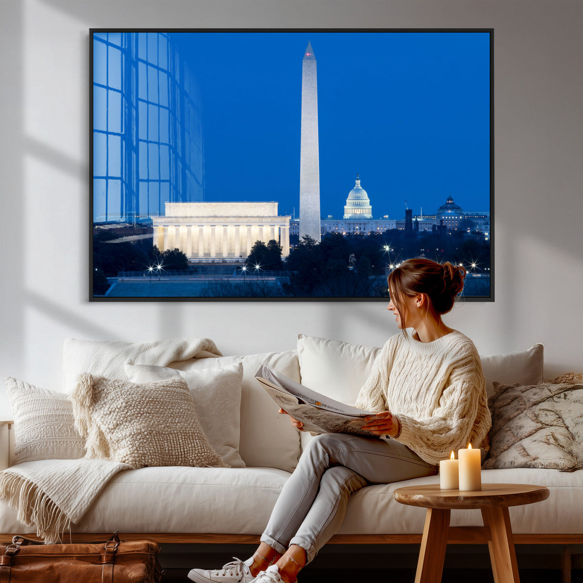 Washington DC Skyline Wall Art Canvas Print – Lincoln
