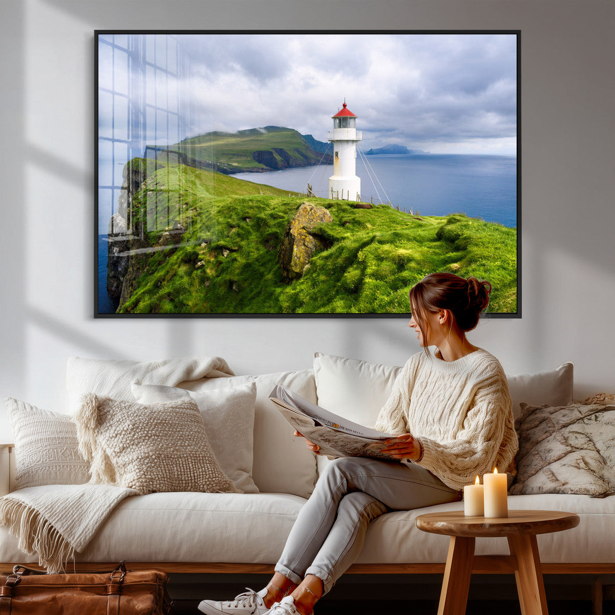 Cliffside Lighthouse Wall Art Canvas Print – Coastal