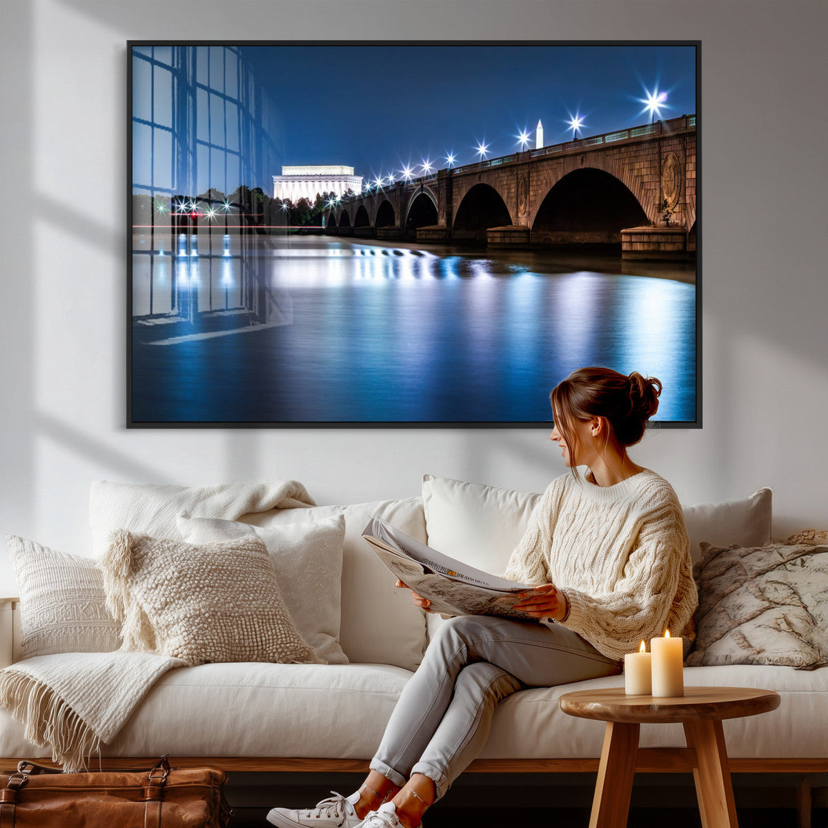 Washington DC Wall Art Canvas Print – Lincoln Memorial Night