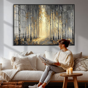 Abstract Birch Forest Wall Art Canvas Print – Modern Neutral