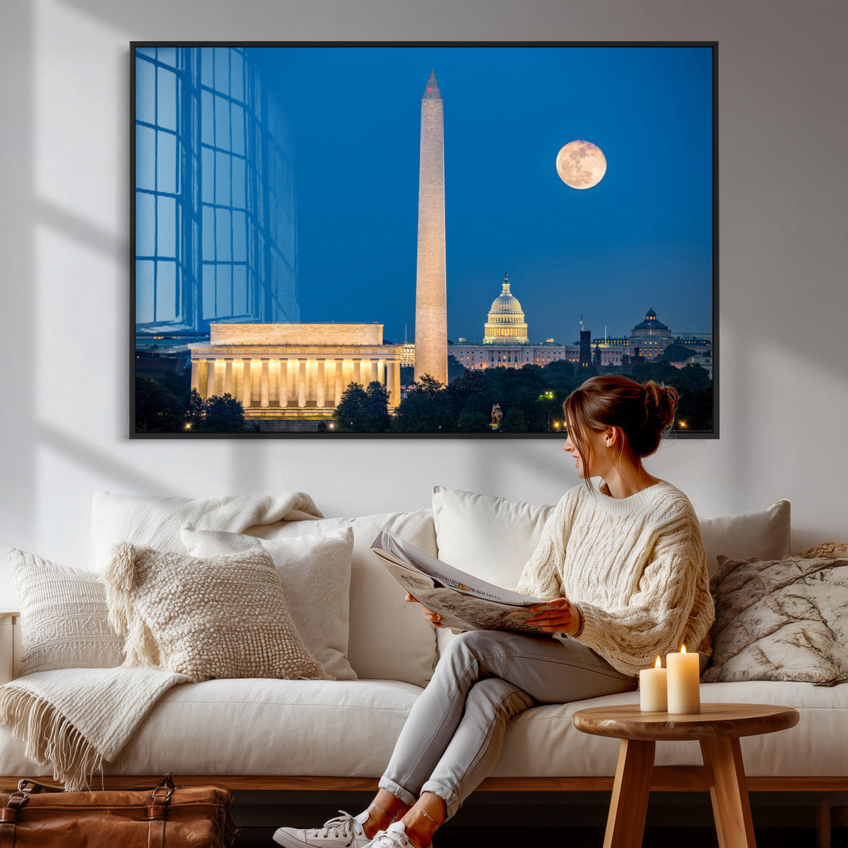 Washington DC Skyline Wall Art Canvas Print – Lincoln