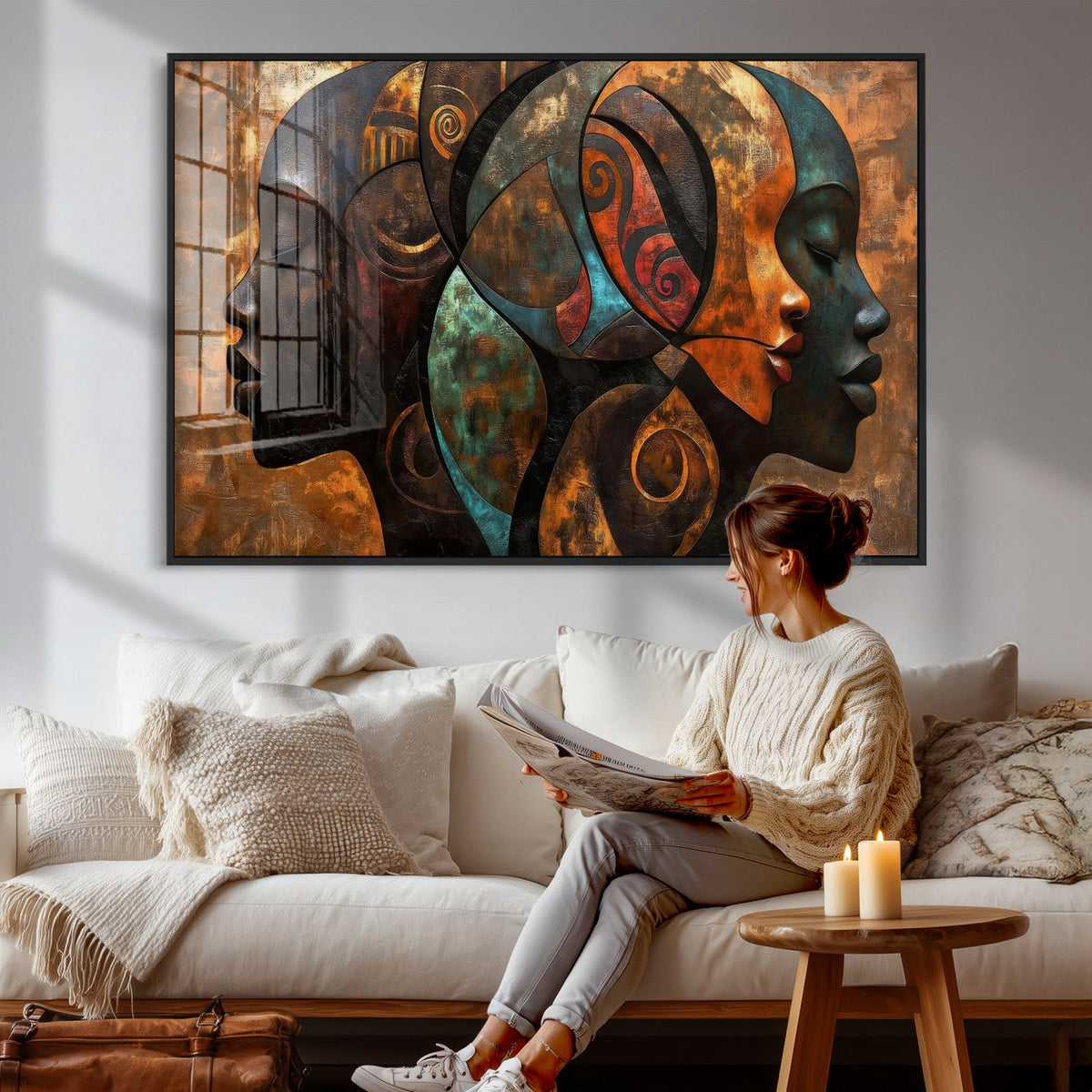 Abstract Afro American Women Wall Art Canvas Print