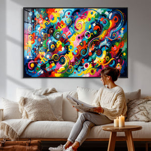 Geometric Abstract Wall Art Canvas Print, Bold Color