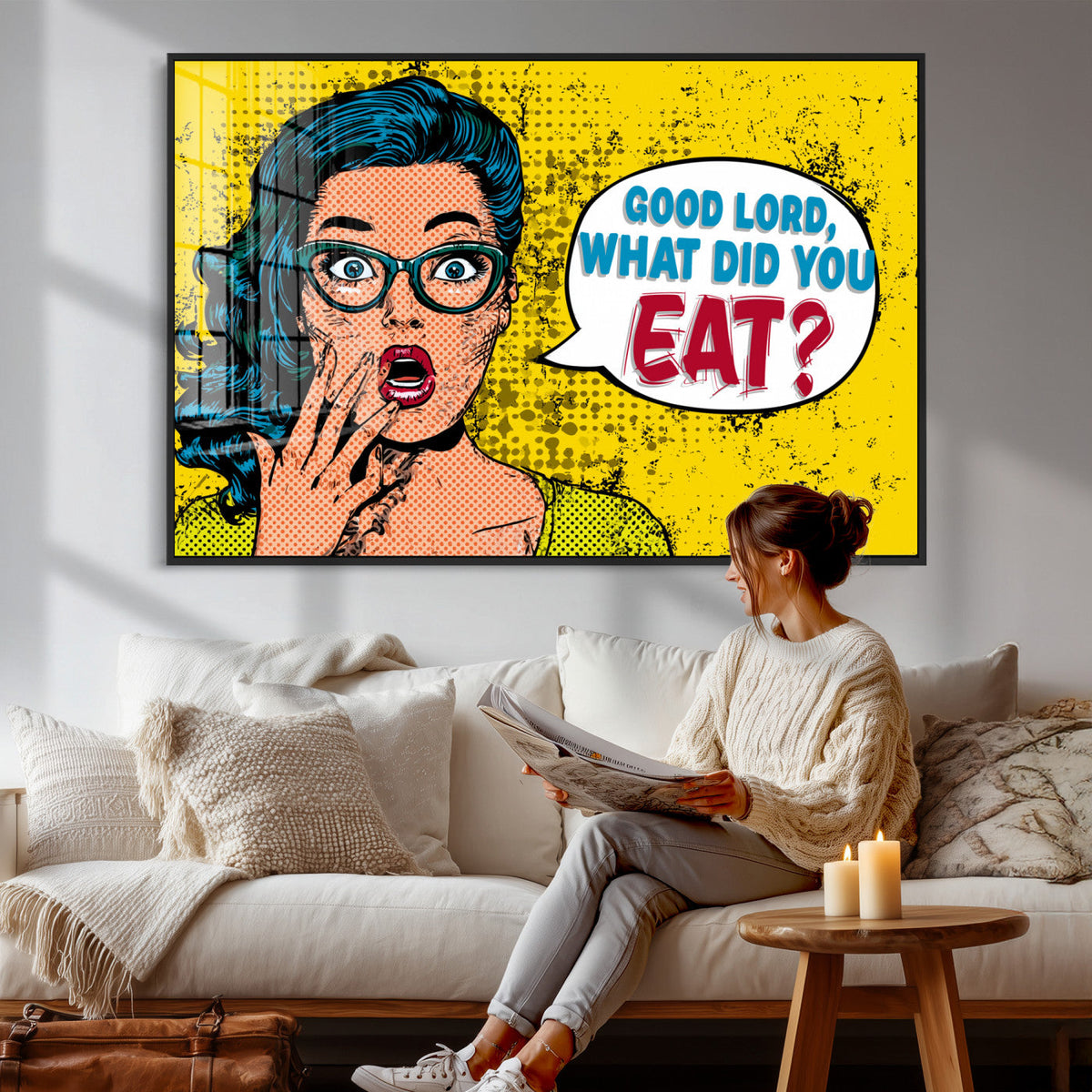 Pop Art Print Bathroom Sign Wall Art Canvas Print — Funny