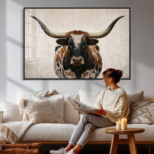Texas Longhorn Canvas Wall Art Western Bull Desert Moody