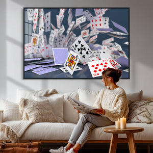 Playing Cards Canvas Wall Art | Casino Game Room Decor,