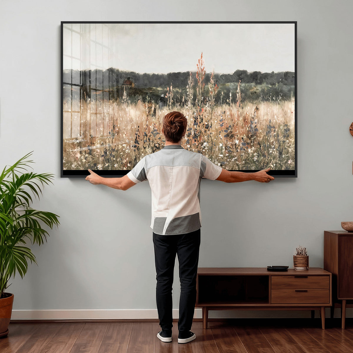 Rustic Field Landscape Wall Art Print, Giclee Canvas Wall