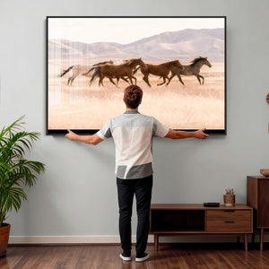 Wild Horse Wall Art Canvas Print – Framed Rustic Western Art