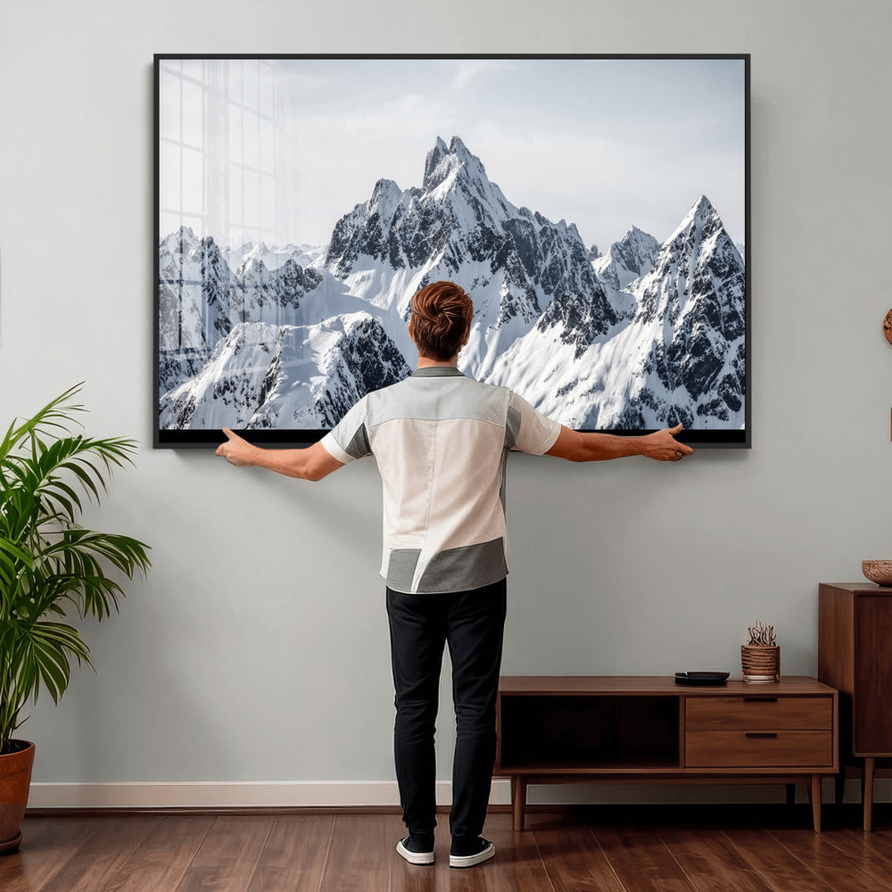 Snowy Mountain Range Canvas Print, Alpine Peaks Landscape