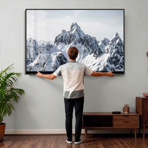 Snowy Mountain Range Canvas Print, Alpine Peaks Landscape