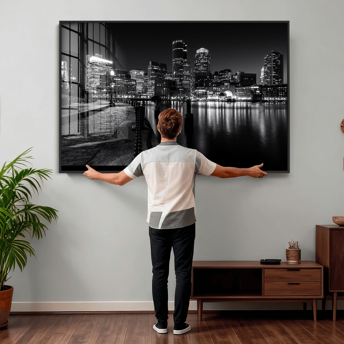 Boston Wall Art Canvas Print, Boston City Downtown Night