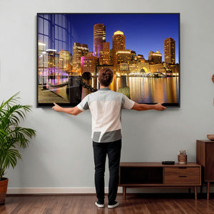 Boston Wall Art Canvas Print, Boston City Downtown Night