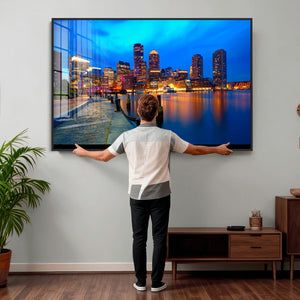 Boston Wall Art Canvas Print, Boston City Downtown Night