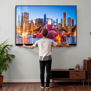 Chicago Wall Art Canvas Print, Chicago City Downtown Night