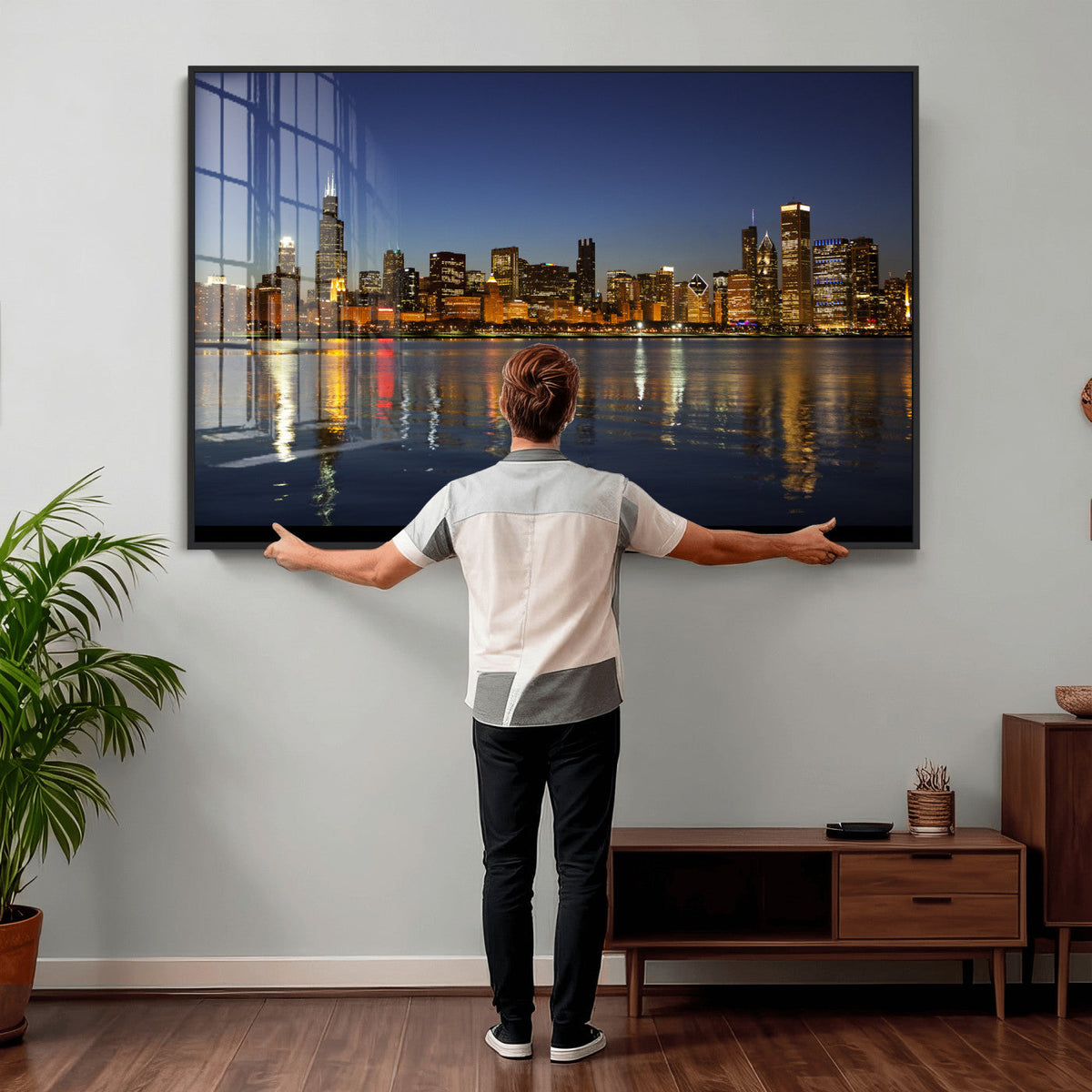Chicago Wall Art Canvas Print - Chicago City Downtown Night