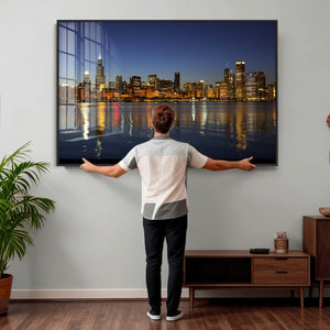 Chicago Wall Art Canvas Print - Chicago City Downtown Night