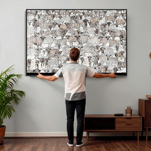Abstract Texas Cow Wall Art Canvas Print - Farm Longhorn