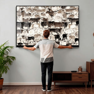 Abstract Texas Longhorn Print - Longhorn Herd Print for