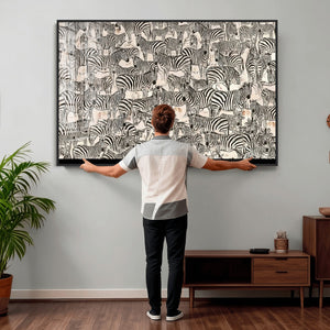 Abstract Zebra Wall Art Canvas Print for Farmhouse Decor