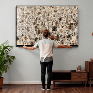 Abstract Longhorn Wall Art Canvas Print - Farm Animal