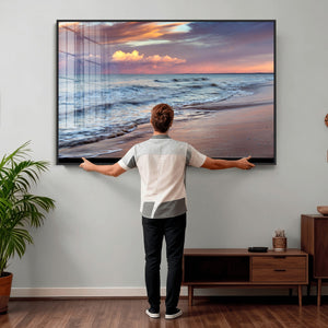 Ocean Sunset Wall Art Canvas Print – Coastal Beach