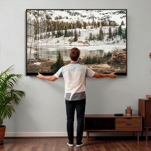 Snowy Mountain Landscape Wall Art Canvas Print, Alpine Pine