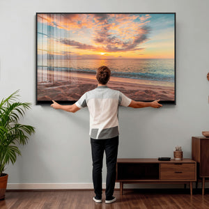 Sunset Beach Wall Art Canvas Print – Soft Coastal
