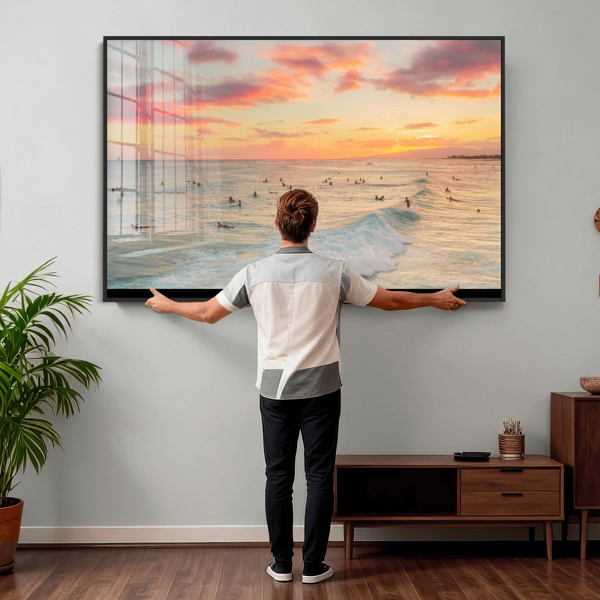 Sunset Beach Wall Art Canvas Print – Soft Coastal