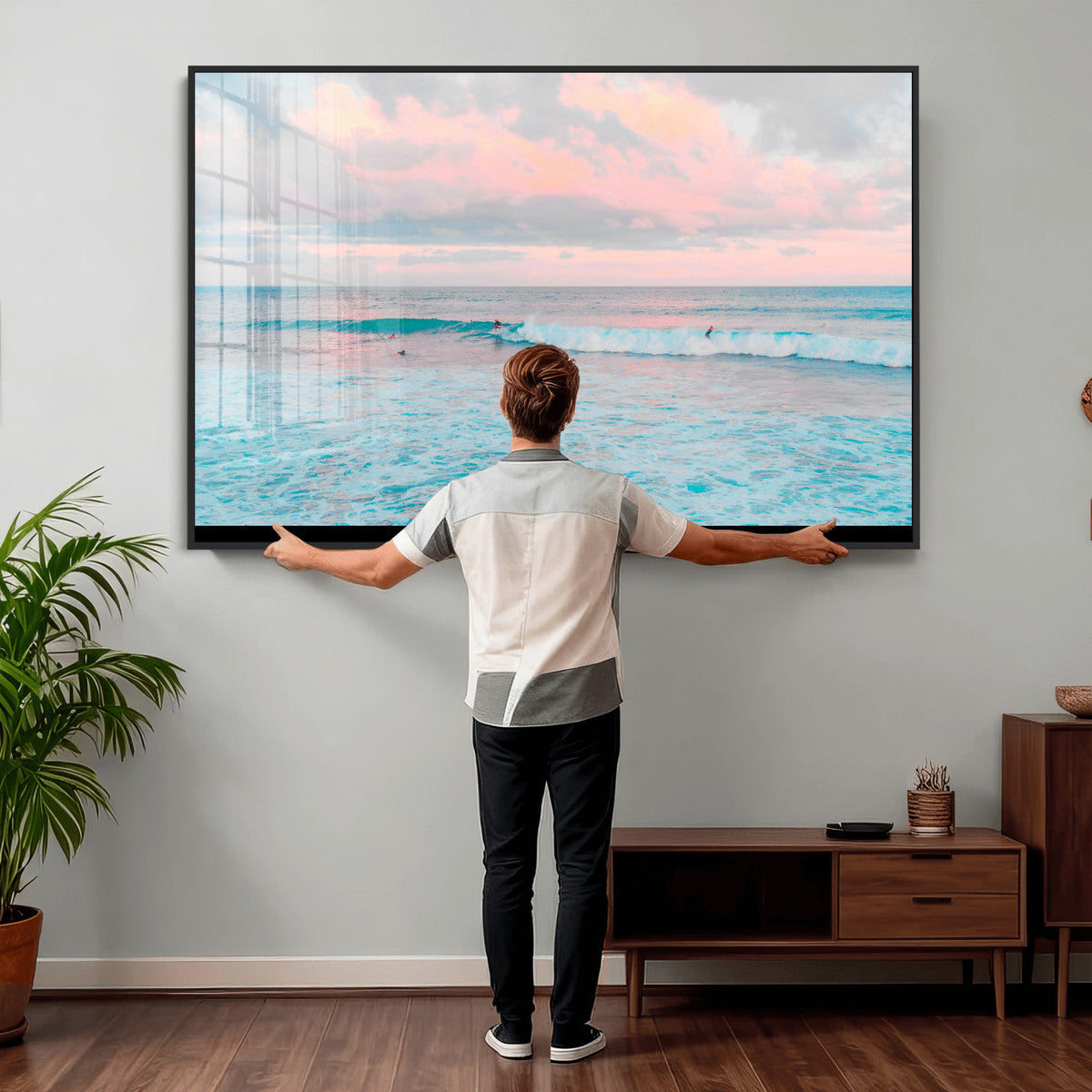 Ocean Wave Wall Art Canvas Print, Pastel Surf Seascape