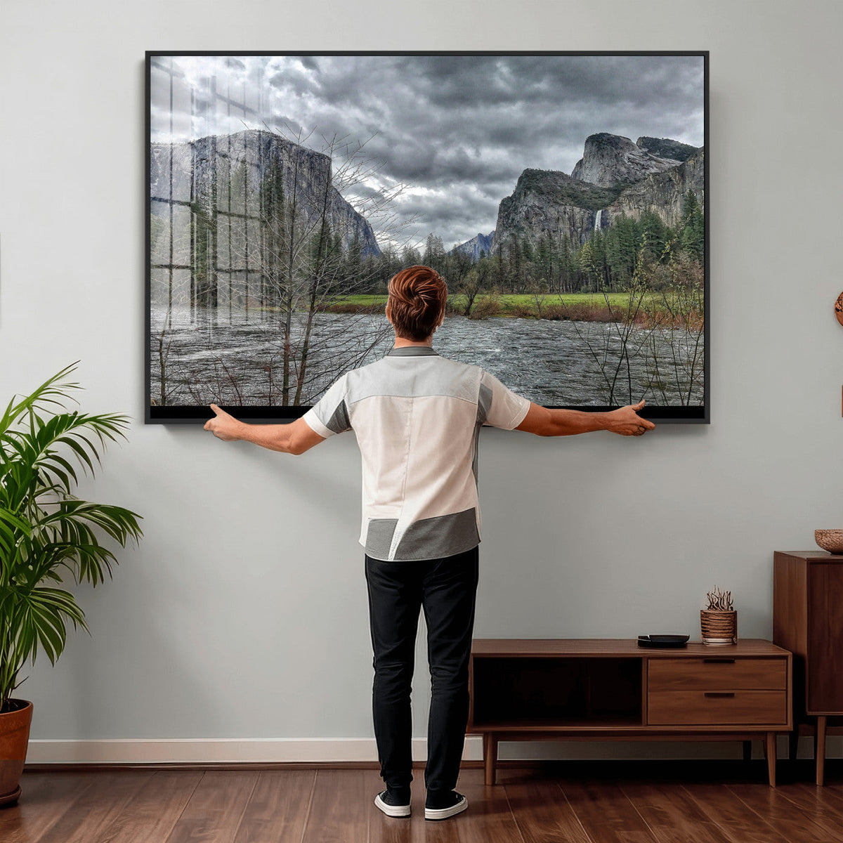 Yosemite Valley River Wall Art Canvas Print, Granite Cliffs
